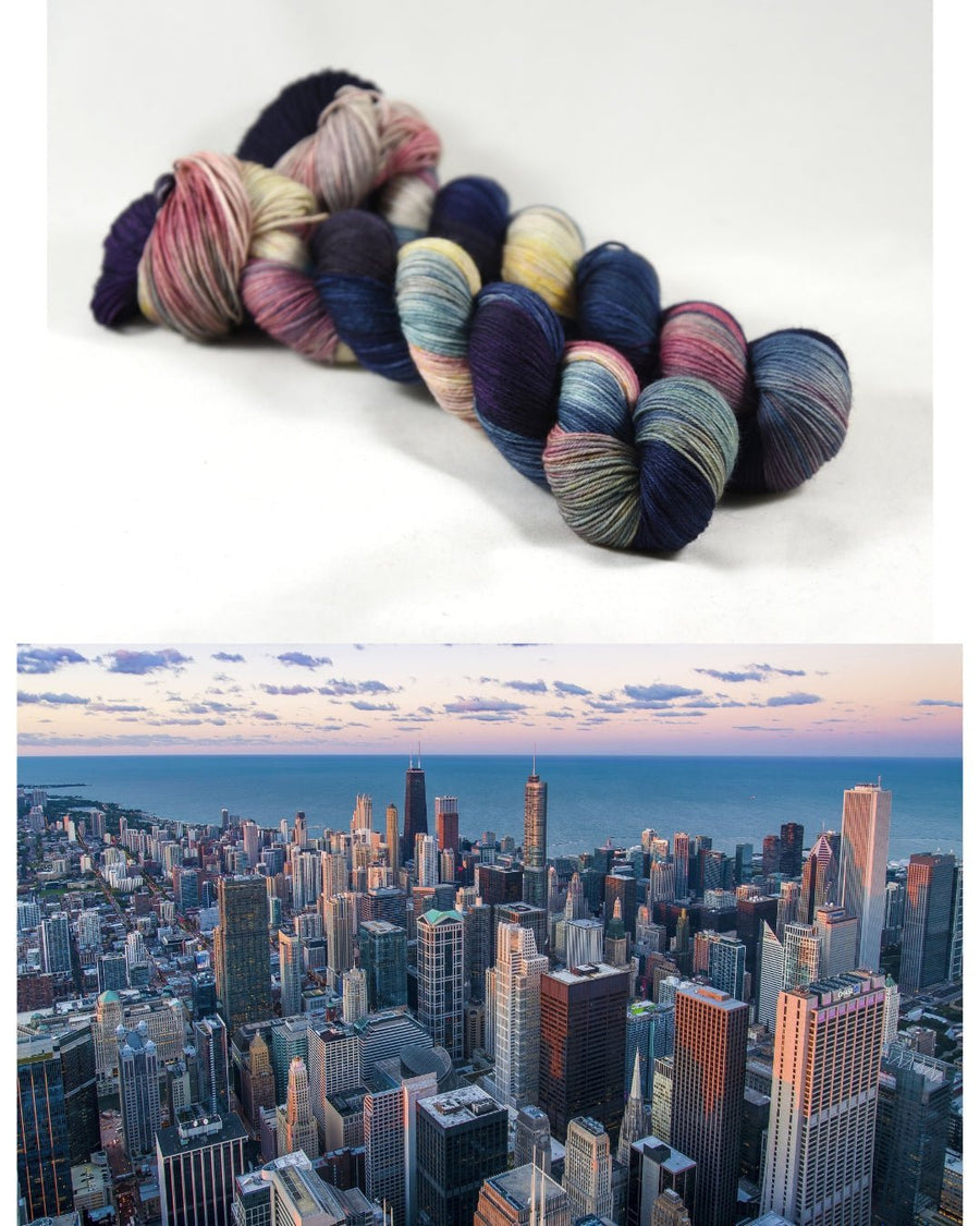 Destination Yarn fingering weight yarn Chicago Variegated City Colorways - dyed to order