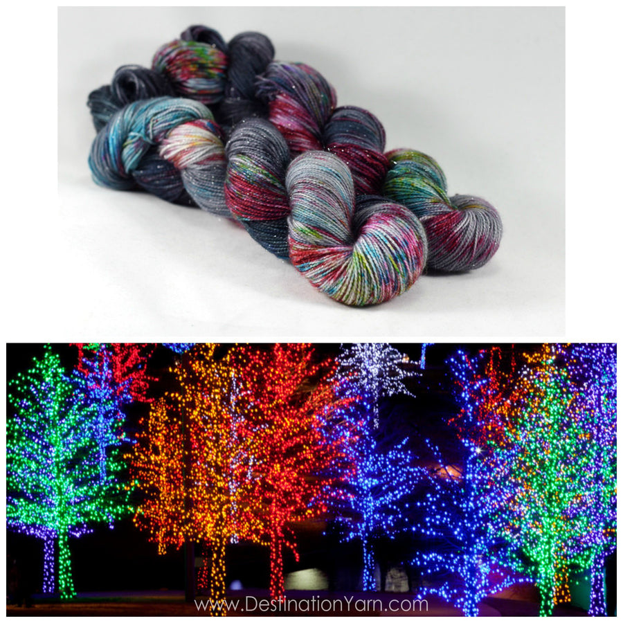 Destination Yarn fingering weight yarn Downtown Holiday Lights - PREORDER