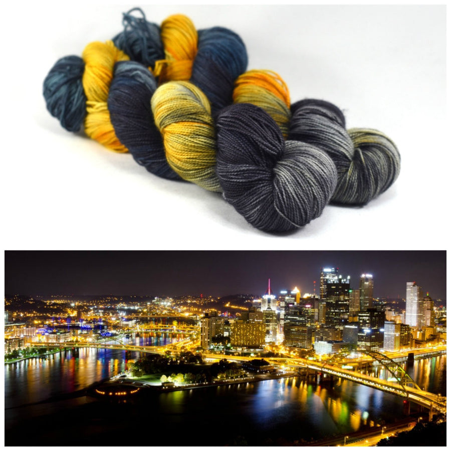 Destination Yarn fingering weight yarn PITTSBURGH AT NIGHT