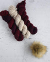 Destination Yarn Knitting Kit Napa Red / Basilica Arctic Sky Hat and Mitts Kit