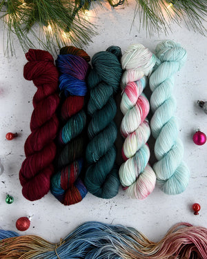 Destination Yarn fingering weight yarn Christmas Trees 5 skein set