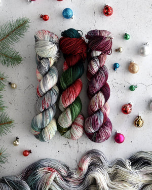 Destination Yarn fingering weight yarn Classic Christmas Trio
