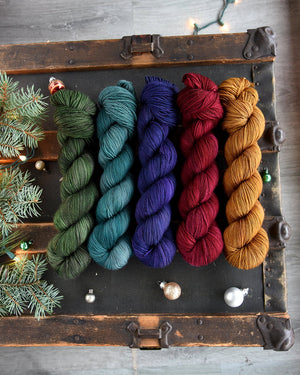 Destination Yarn fingering weight yarn Holiday Dark Tonals 5 skein set