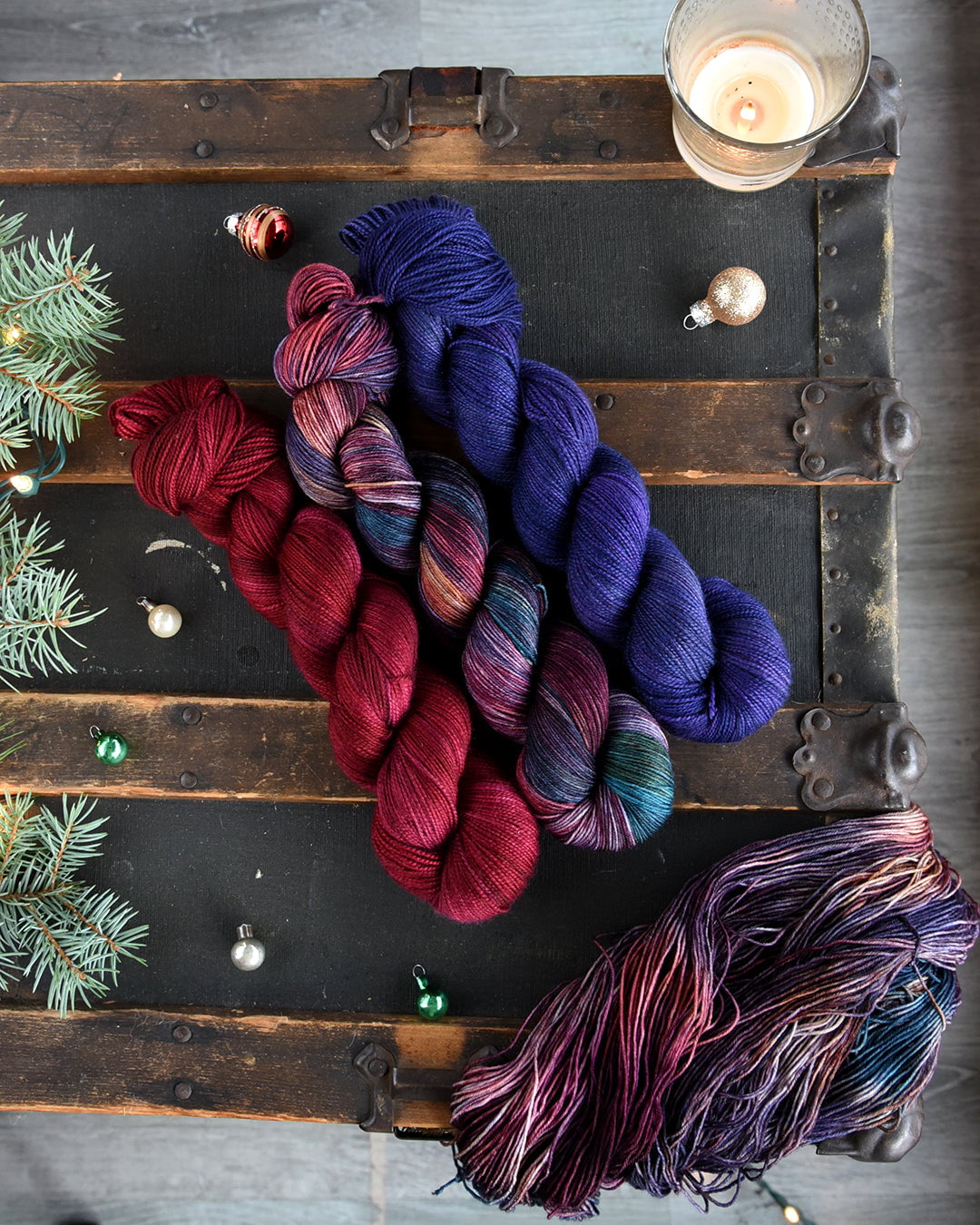 Destination Yarn fingering weight yarn Krampus Trio