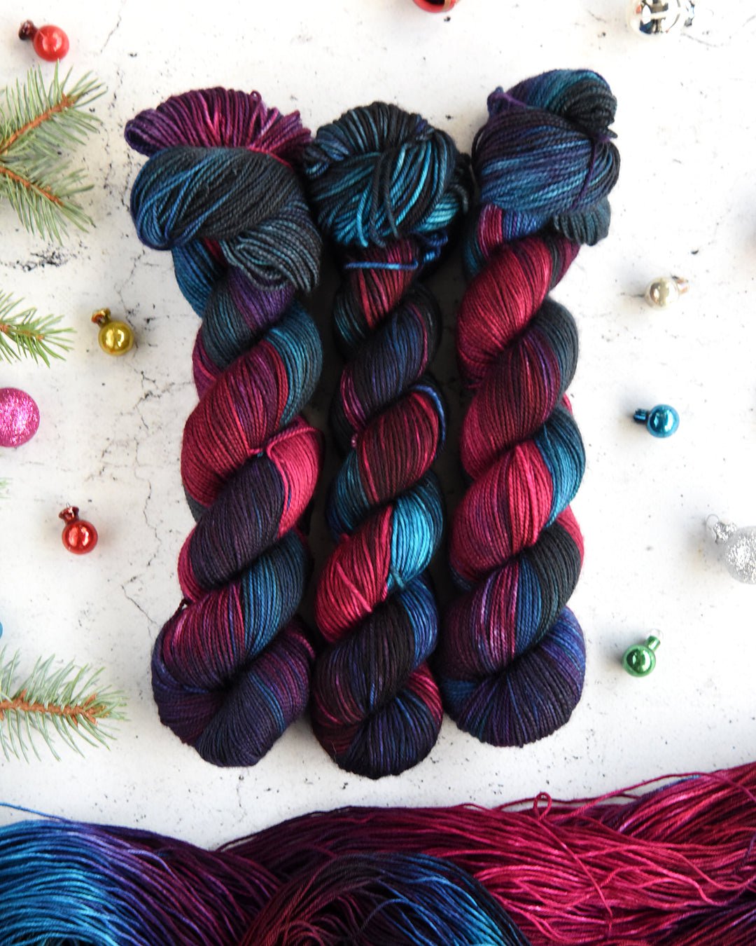 Destination Yarn fingering weight yarn Maximalist Christmas
