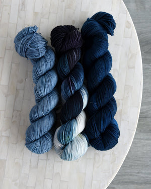 Destination Yarn fingering weight yarn Texas Blues - half skein set