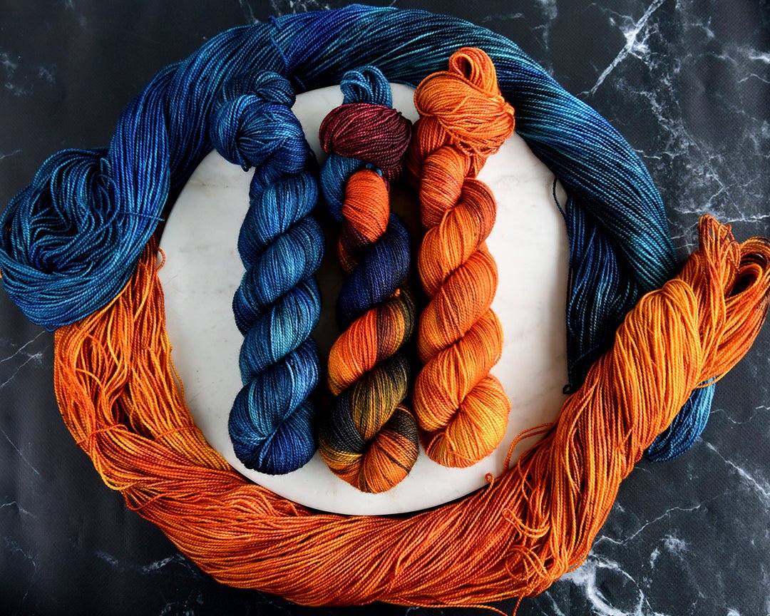 Destination Yarn fingering weight yarn Total Eclipse Trio - HALF SKEIN SET