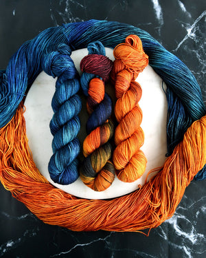 Destination Yarn fingering weight yarn Total Eclipse Trio - HALF SKEIN SET