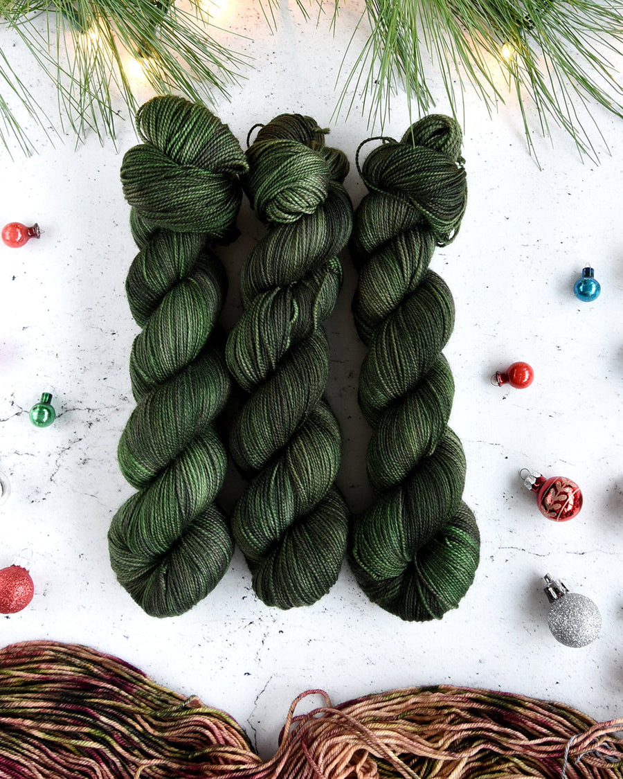 Destination Yarn fingering weight yarn Griswold Family Christmas trio