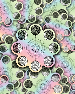 Destination Yarn Sticker Lunar Phases Yarnball - Sticker