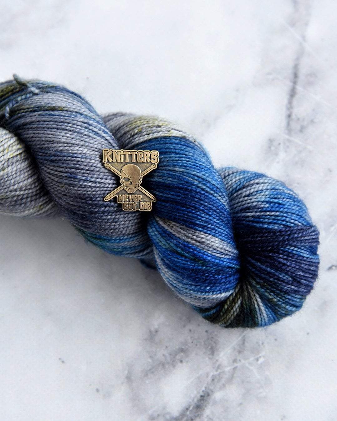Destination Yarn Accessory Knitters Never Say Die Enamel Pin