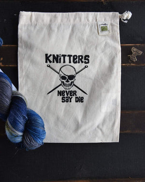 Destination Yarn Accessory Knitters Never Say Die Enamel Pin