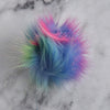 Destination Yarn Accessory Rainbow with pink Faux Fur Pom - Bright Colors