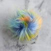 Destination Yarn Accessory Rainbow with yellow Faux Fur Pom - Bright Colors