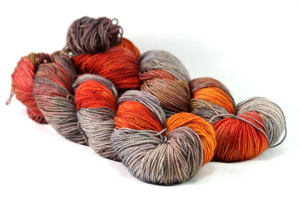 Campfire Sock Yarn, Hand Dyed Yarn, Orange and Gray Yarn, Indie Yarn ...