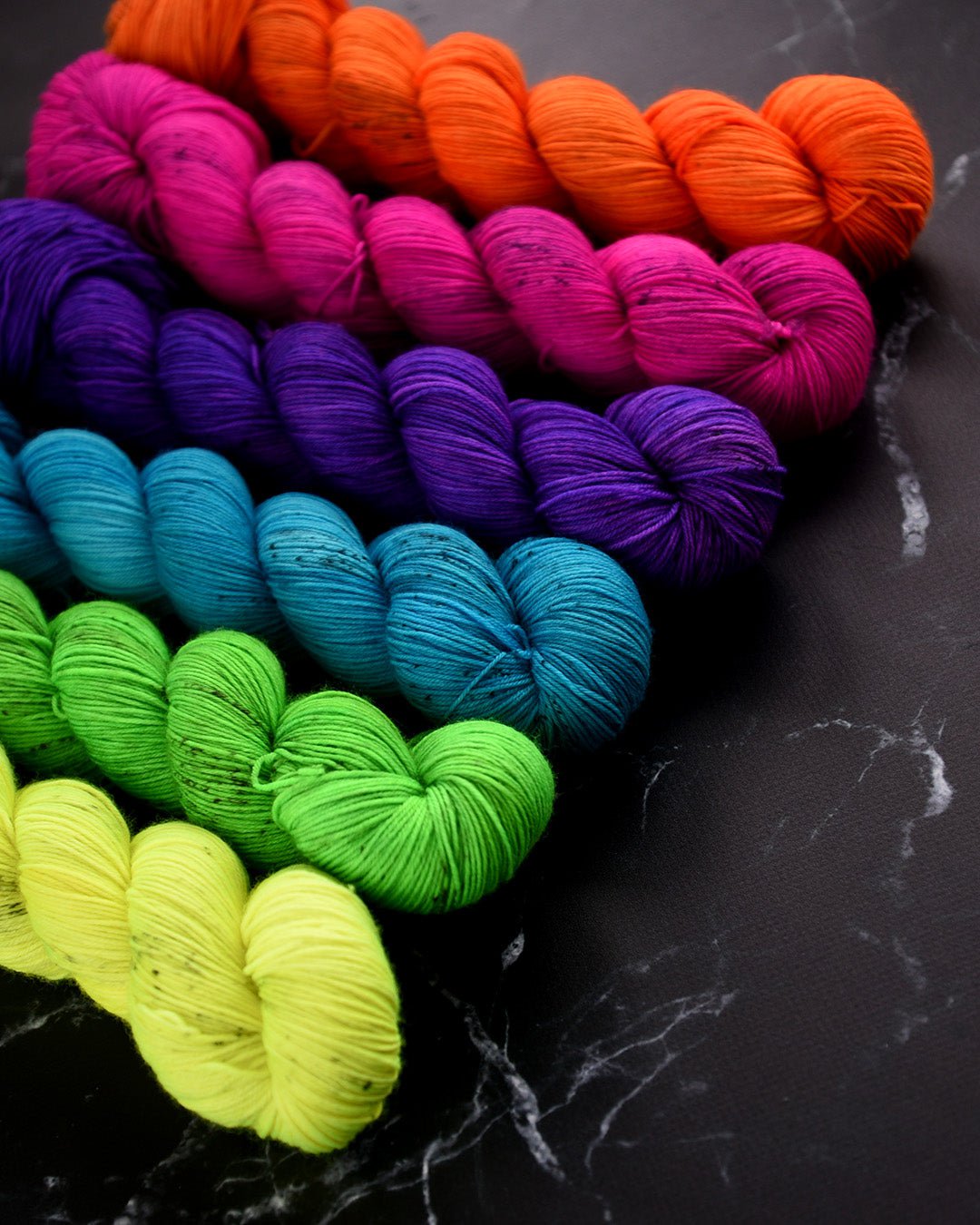 Electric orange yarn, neon orange yarn, neon yarn with speckles