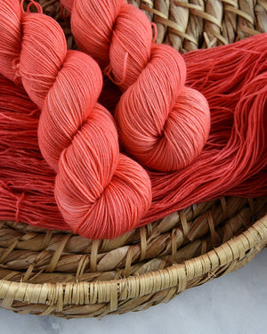 Destination Yarn fingering weight yarn Salmon Roe