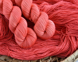 Destination Yarn fingering weight yarn Salmon Roe