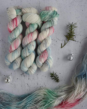 Destination Yarn fingering weight yarn Snow on Christmas Morning