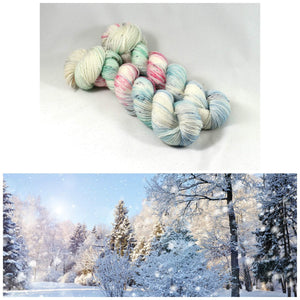 Destination Yarn fingering weight yarn Snow on Christmas Morning