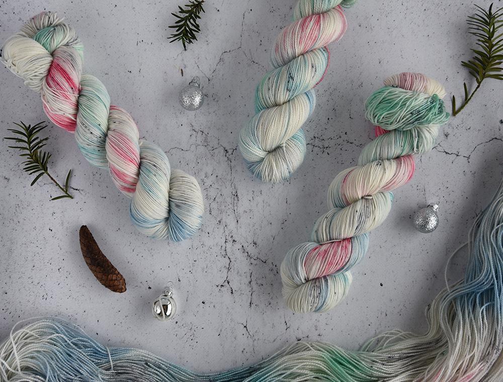 Destination Yarn fingering weight yarn Snow on Christmas Morning