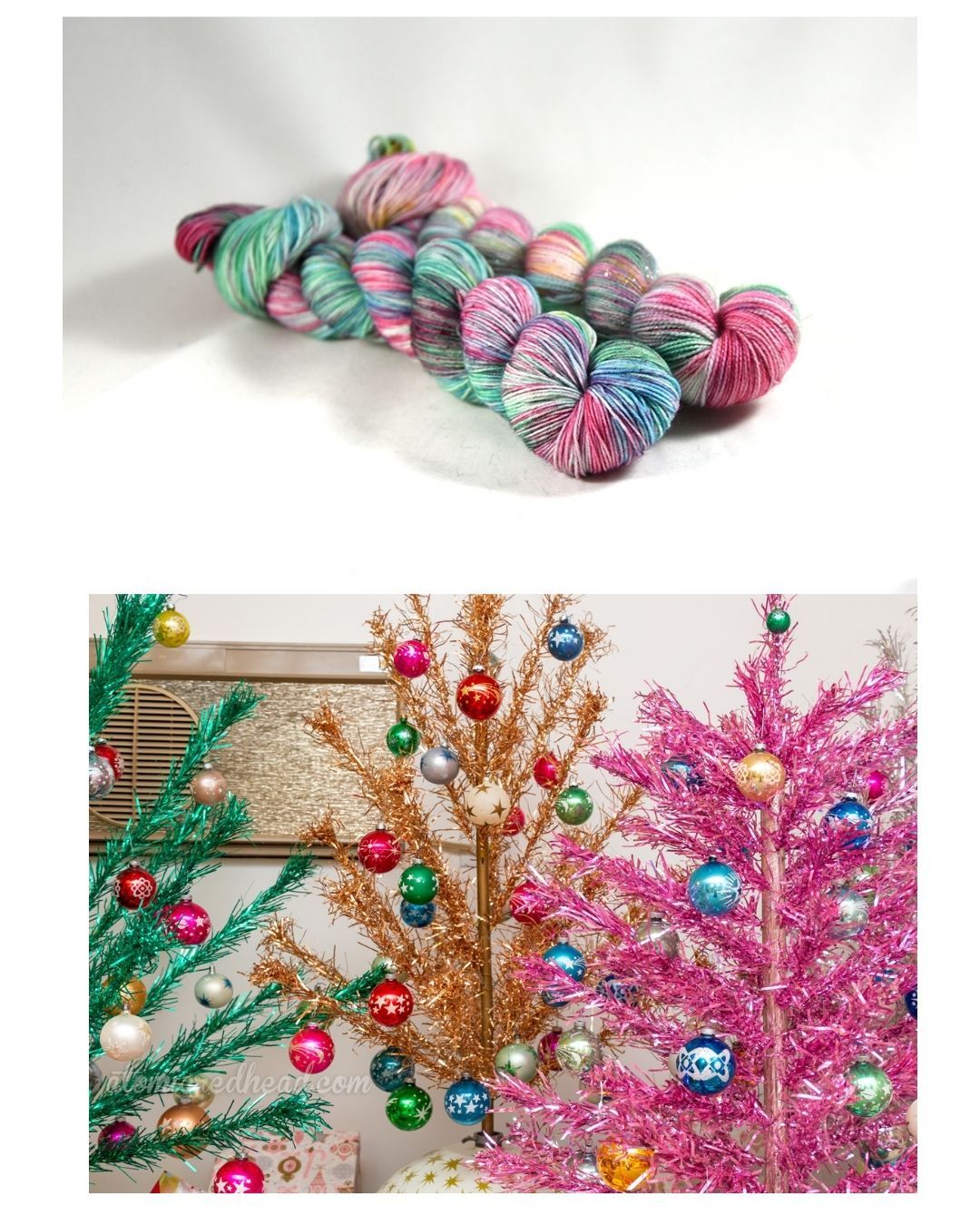 Destination Yarn fingering weight yarn Underneath the Christmas Trees Pair