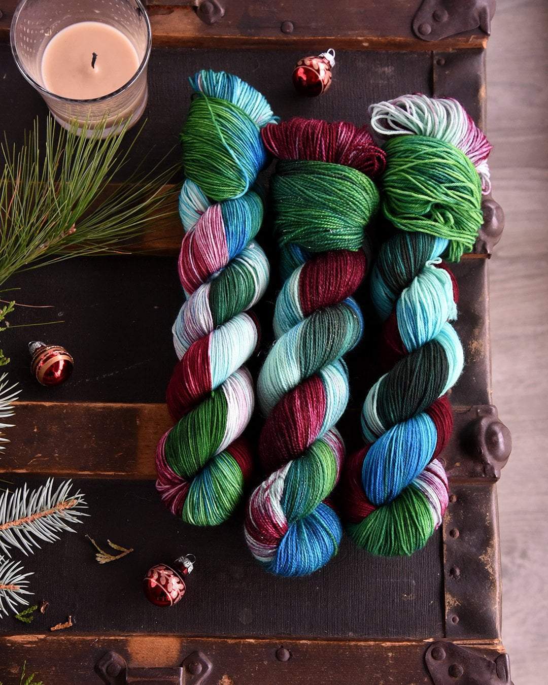 Destination Yarn fingering weight yarn Zoom Christmas