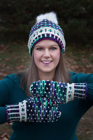 Destination Yarn Knitting Kit Arctic Sky Hat and Mitts Kit - Northern Lights