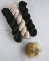 Destination Yarn Knitting Kit Olive / Basilica Arctic Sky Hat and Mitts Kit